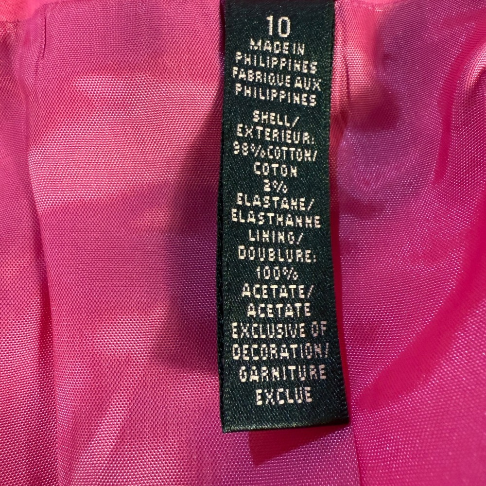 Lauren Ralph Lauren Pink Cotton Blazer Embroidery Logo Preppy Barbie Size 10 Y2K - Picture 4 of 16